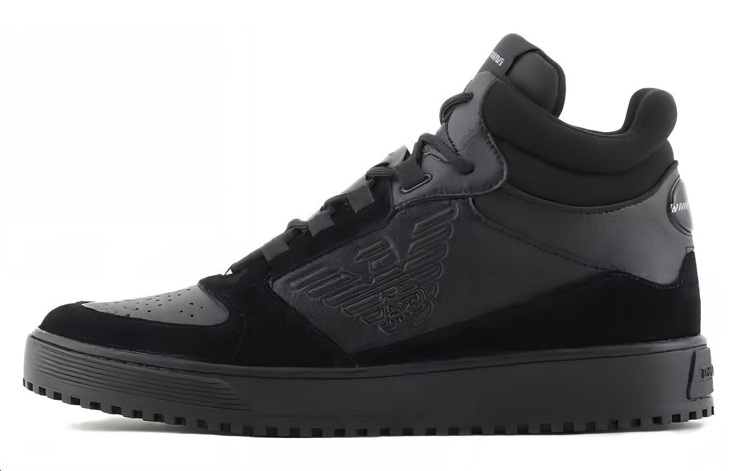 

Кроссовки EMPORIO ARMANI Skateboarding Shoes Men High-top Black, черный