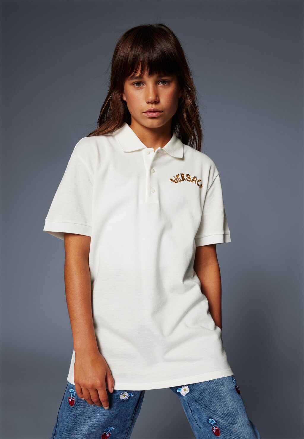 

Рубашка-поло Logo Unisex Versace, цвет bianco/oro