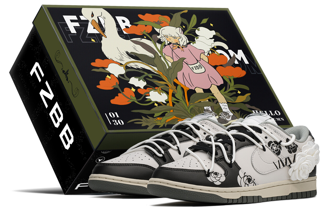 

Кроссовки Nike Dunk Skateboarding Shoes Women's Low-top Black/white, черный/белый