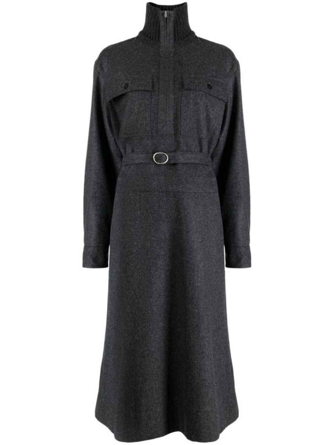 

Jil Sander платье-рубашка миди с длинными рукавами, серый