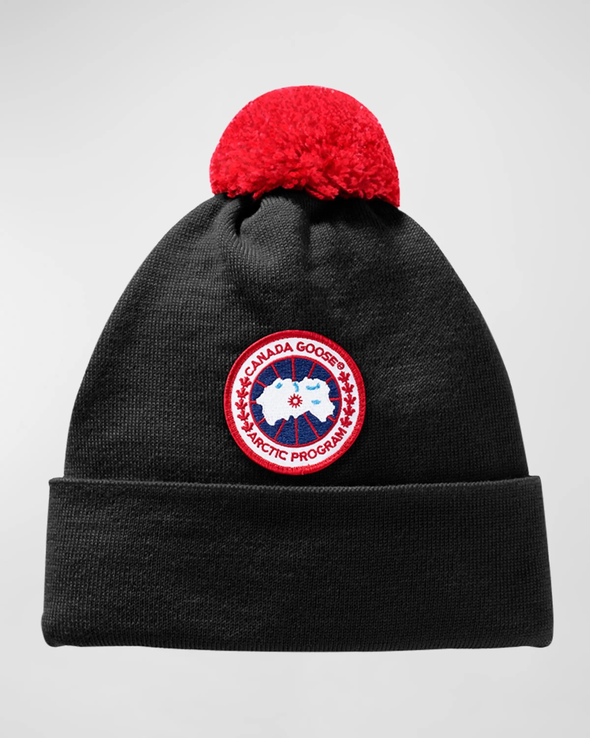 

Детская шапка с помпоном и нашивкой-логотипом Canada Goose, цвет Black