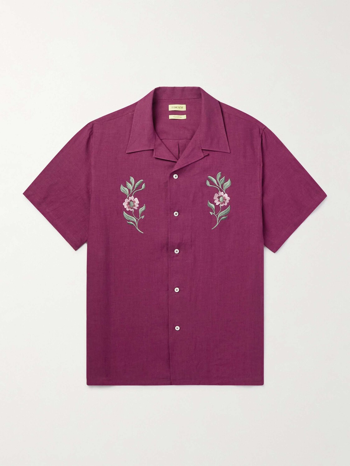 

Льняная рубашка с вышивкой Camp-Collar DE BONNE FACTURE, фиолетовый