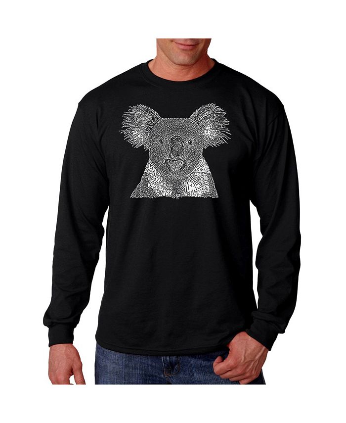Мужская футболка с длинными рукавами Word Art — «Коала» LA Pop Art, черный силуэт коалы