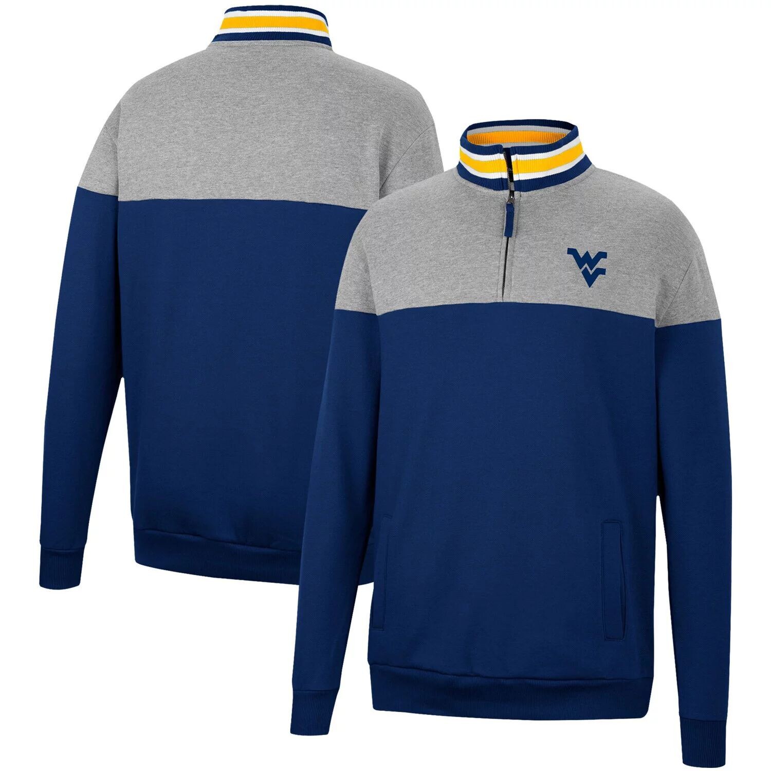 

Мужская футболка темно-синего/серого цвета West Virginia Mountaineers Be the Ball с молнией на четверть Colosseum, Синий