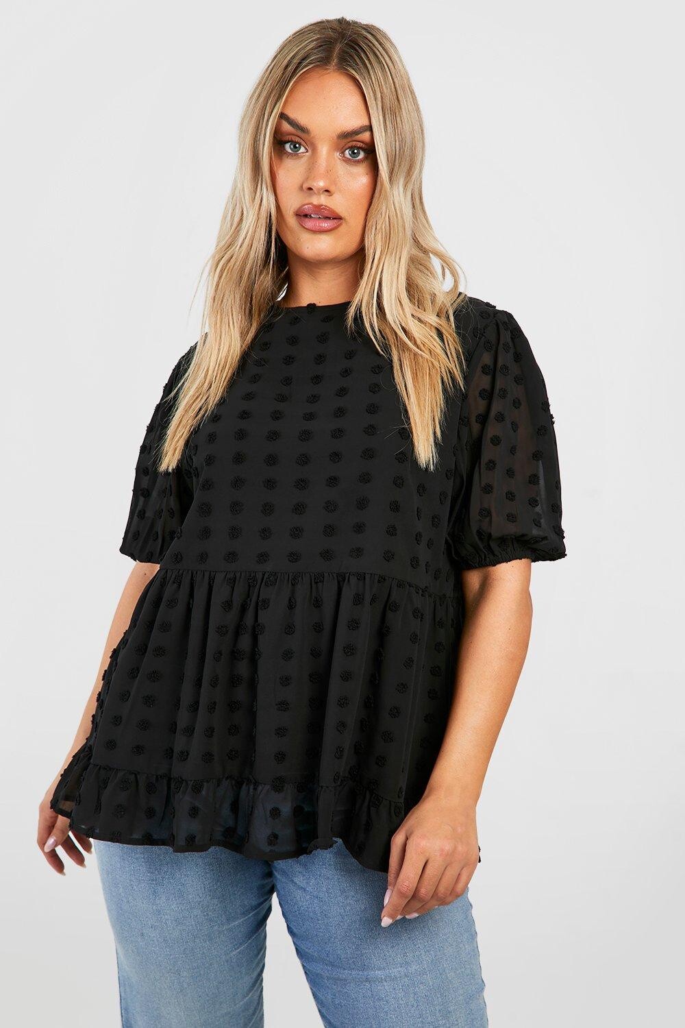 

большой топ из шифона добби Boohoo, черный