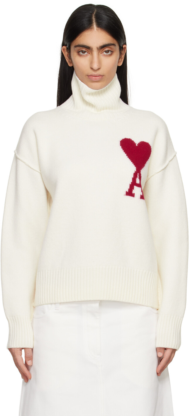 

Кремового цвета Водолазка Ami de Cœur Ami Paris, цвет Off-white/Red