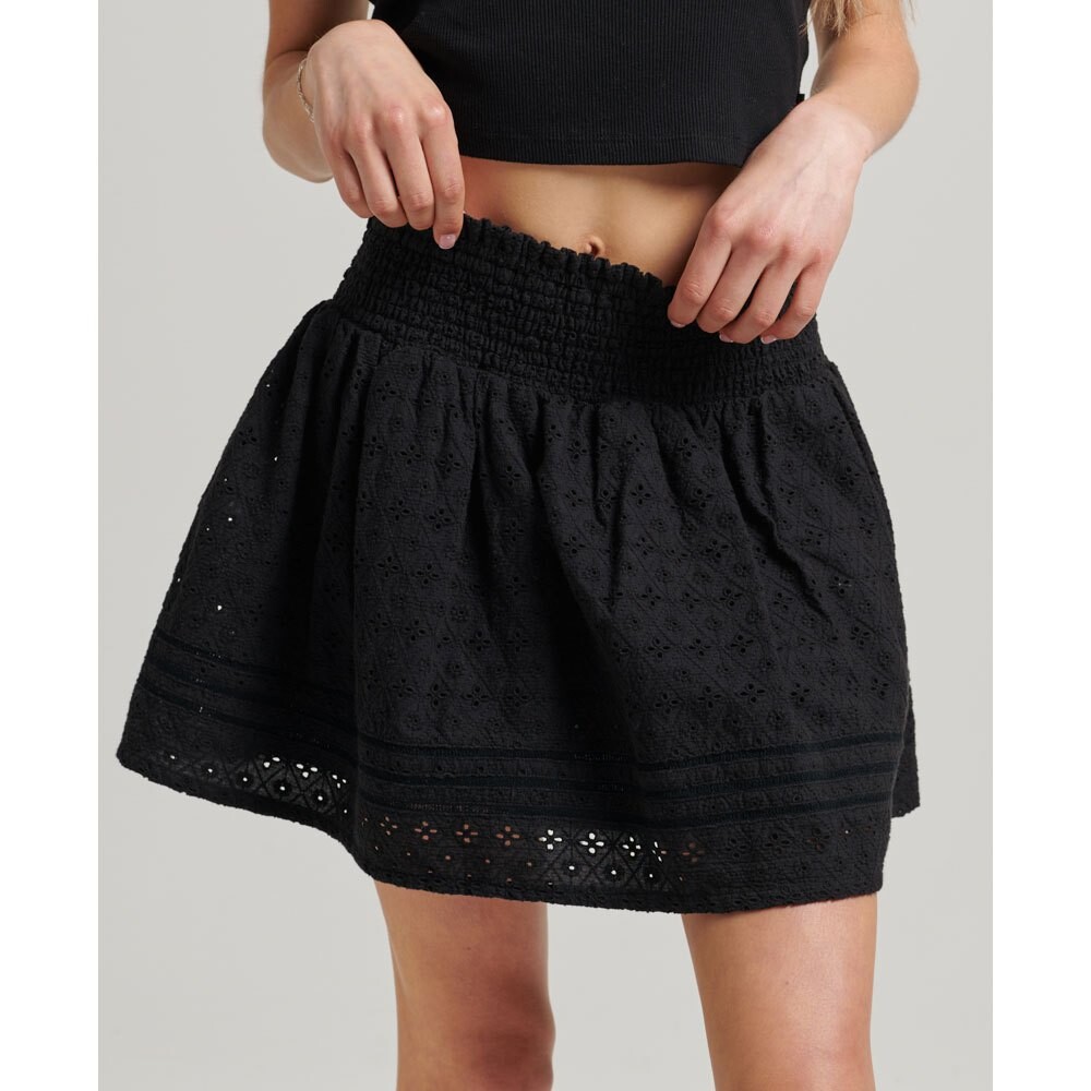 Юбка мини Superdry Vintage Lace, черный юбка мини superdry vintage pleated синий