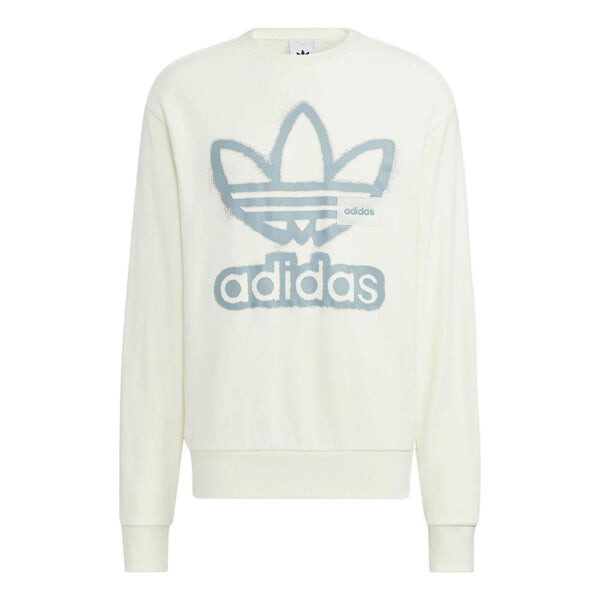 Толстовка adidas originals Adicolor Crew Chest Printing Round Neck Pullover Long Sleeves Creamy White, белый толстовка adidas thin and light breathable hooded pullover long sleeves creamy white белый