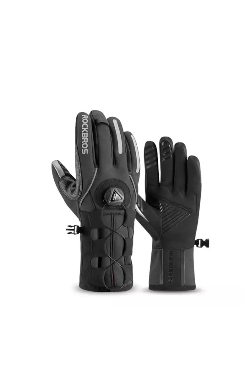 Зимние изолированные велосипедные перчатки водонепроницаемые черные Rockbros, черный