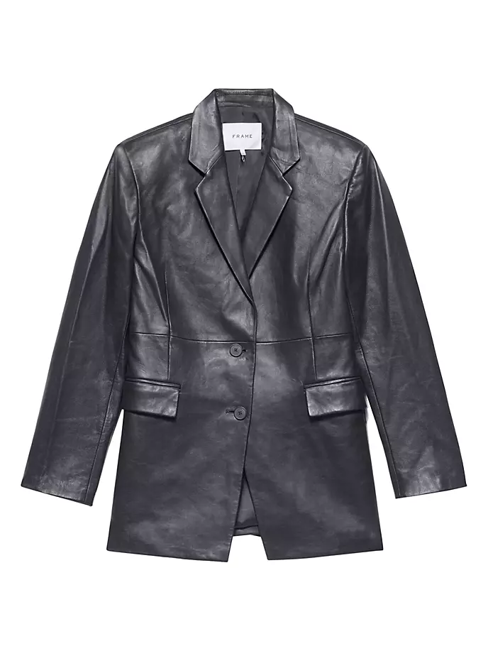 Кожаный пиджак оверсайз Frame, цвет noir