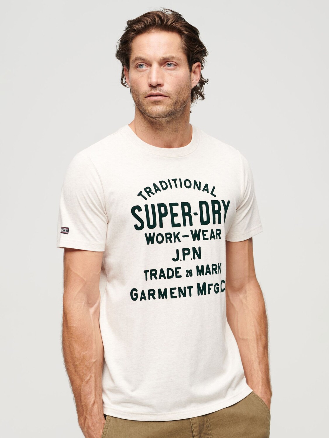 

Футболка с рисунком Athletic Script Superdry, овсяный крем-марл