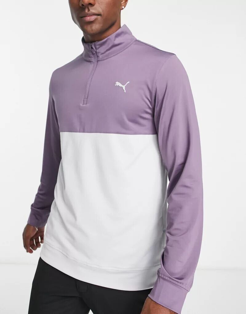 

Фиолетовый и серый топ на молнии 1/4 с цветными блоками Puma Golf Gamer