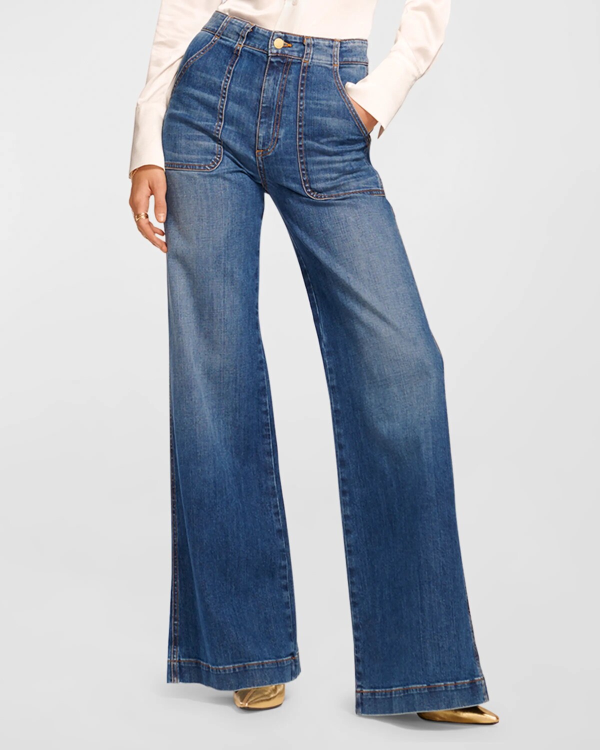 

Джинсы широкого кроя Theodora Ramy Brook, цвет Medium Wash