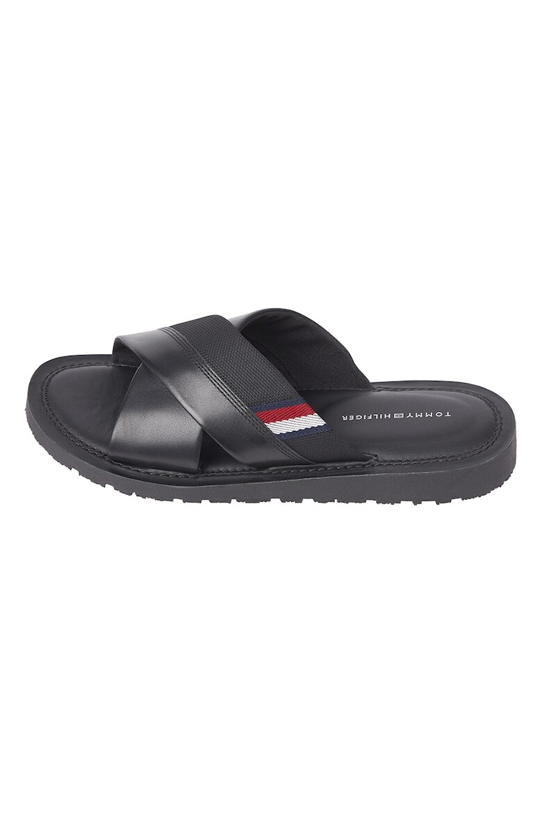 

Кожаные тапочки с логотипом Tommy Hilfiger, черный