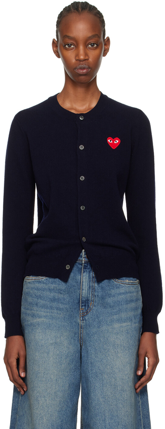

Темно-синий кардиган с нашивкой в форме сердца Comme Des Garcons, цвет Navy