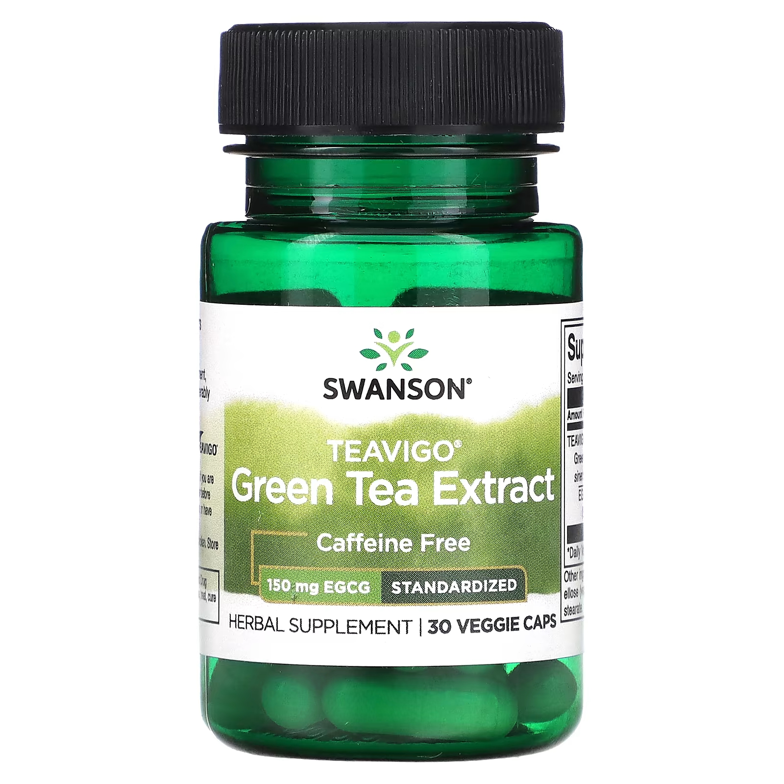Пищевая добавка Swanson Экстракт зеленого чая Teavigo 150 мг, 30 растительных капсул swanson джимнема сильвестр стандартизированная 300 мг 120 капсул