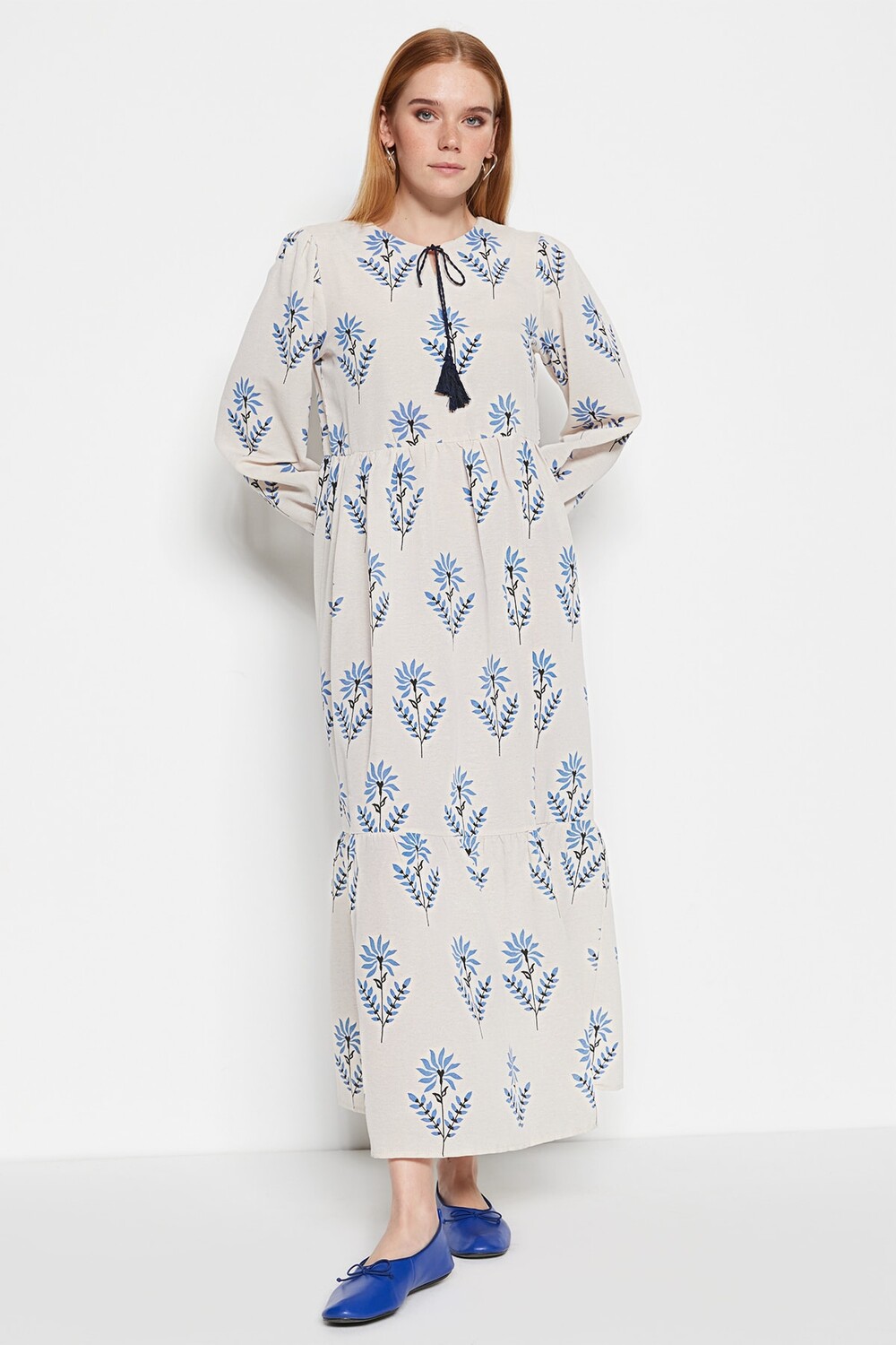 

Платье - Ecru - Skater Trendyol Modest, экрю