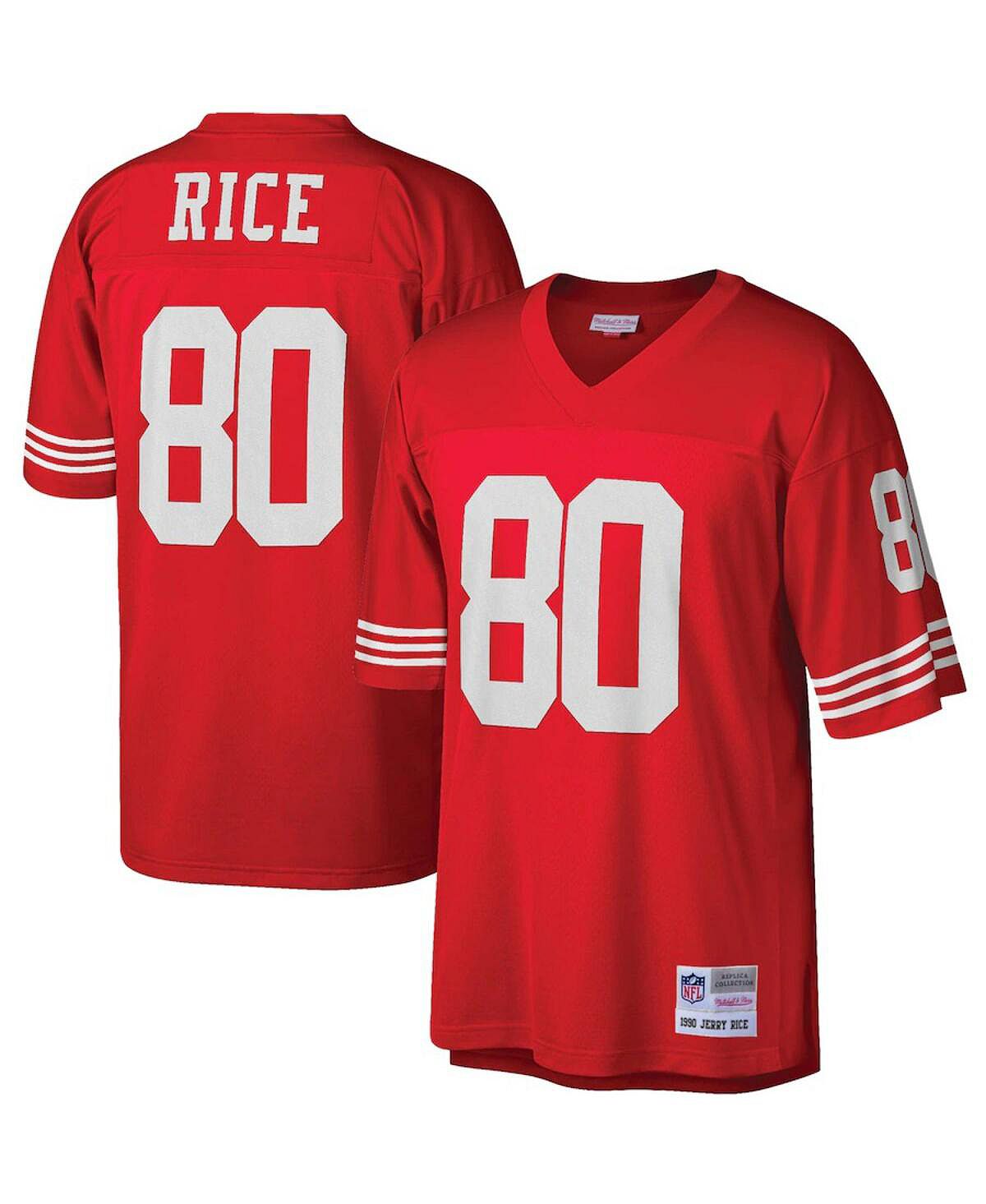 цена Мужская футболка Джерри Райса Скарлет Сан-Франциско 49ers Big and Tall 1990 года, реплика вышедшего на пенсию игрока Mitchell & Ness