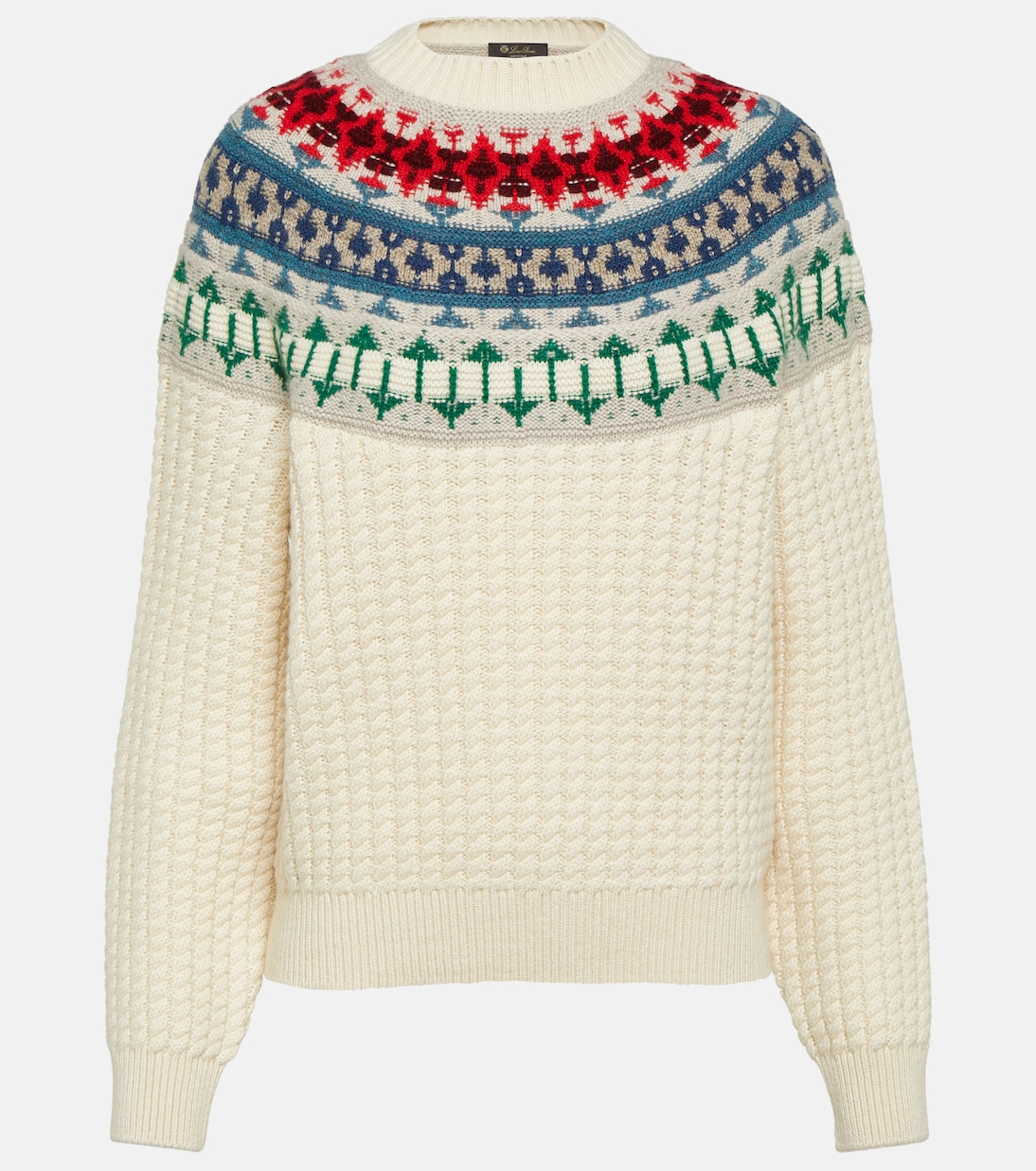 цена Кашемировый свитер с воротником интарсия Loro Piana, белый