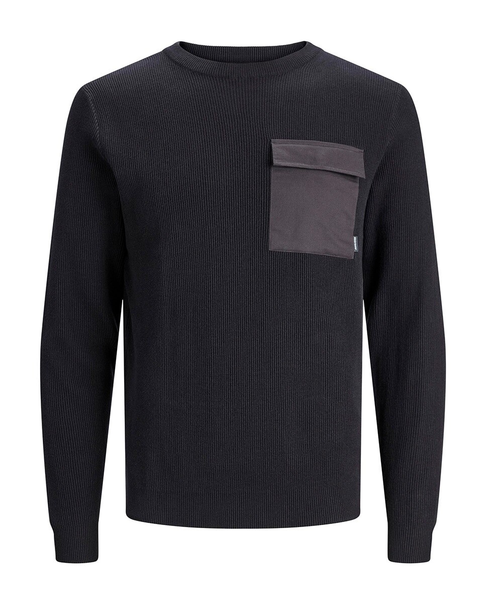 

Мужской вязаный свитер с круглым вырезом Jack & Jones, черный