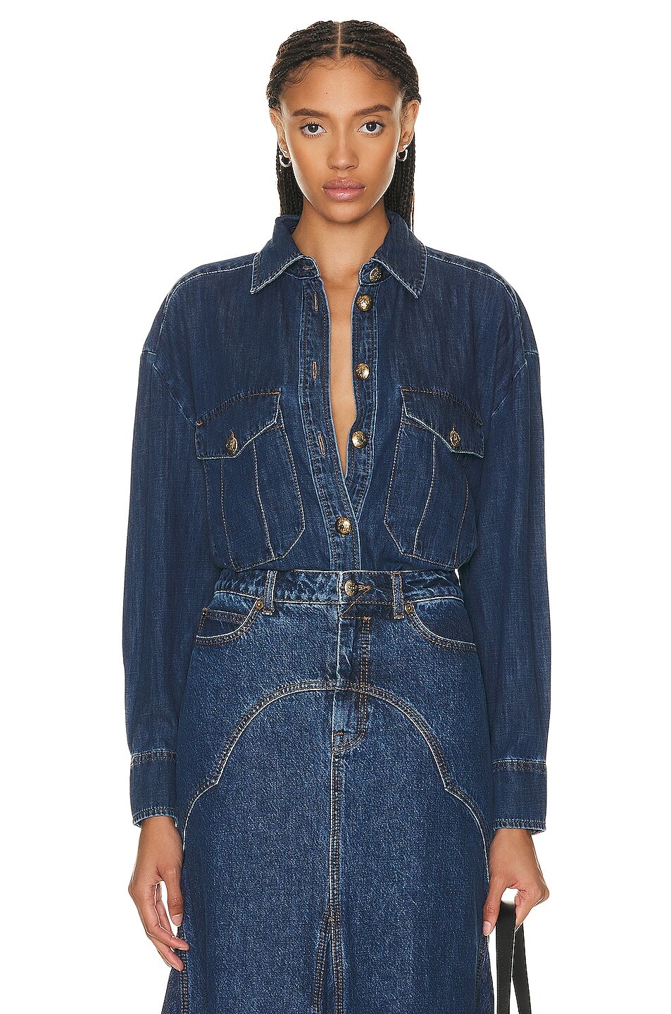 

Рубашка Zimmermann Luminosity Denim Shirt, цвет Sapphire