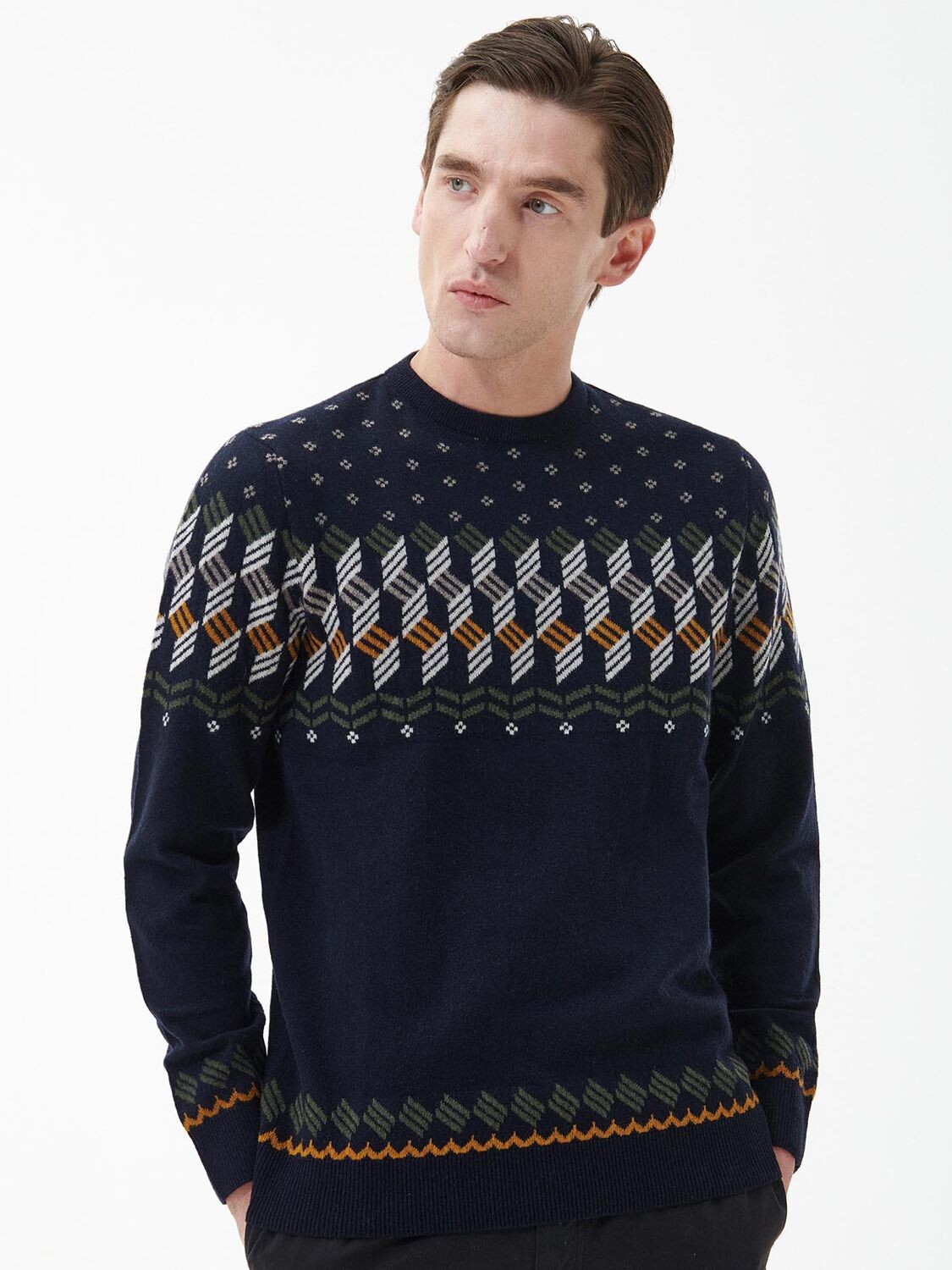 

Джемпер с круглым вырезом Barbour Abstract Fair Isle, Темно-синий