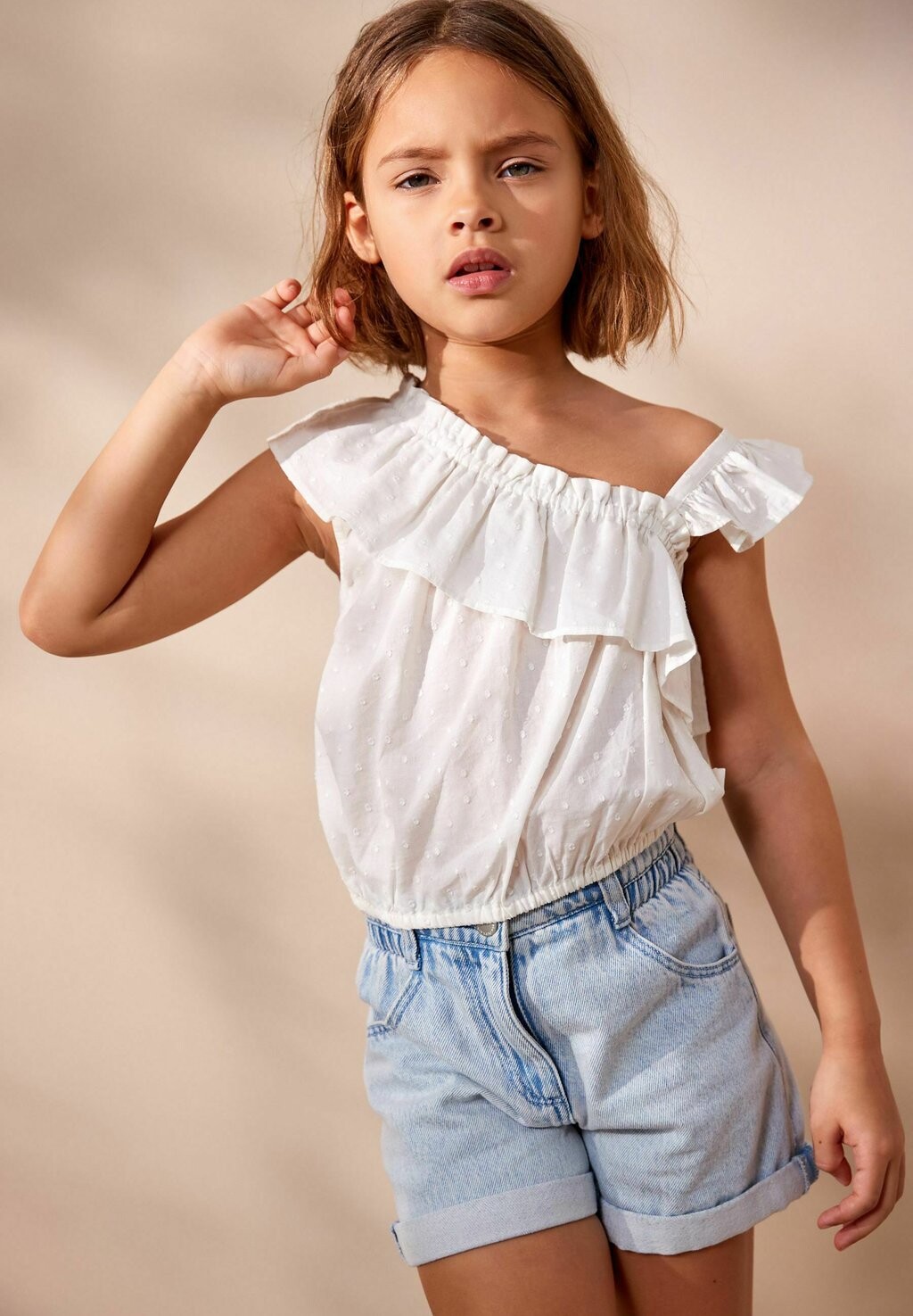 

Блузка ONE-SHOULDER FRILL REGULAR FIT Next, цвет white