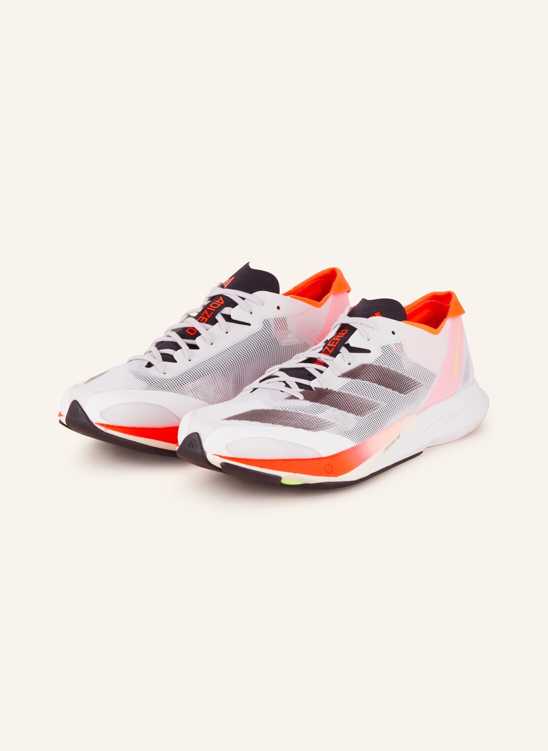 

Кроссовки adizero adios 8 adidas, белый/неоновый оранжевый/неоновый красный