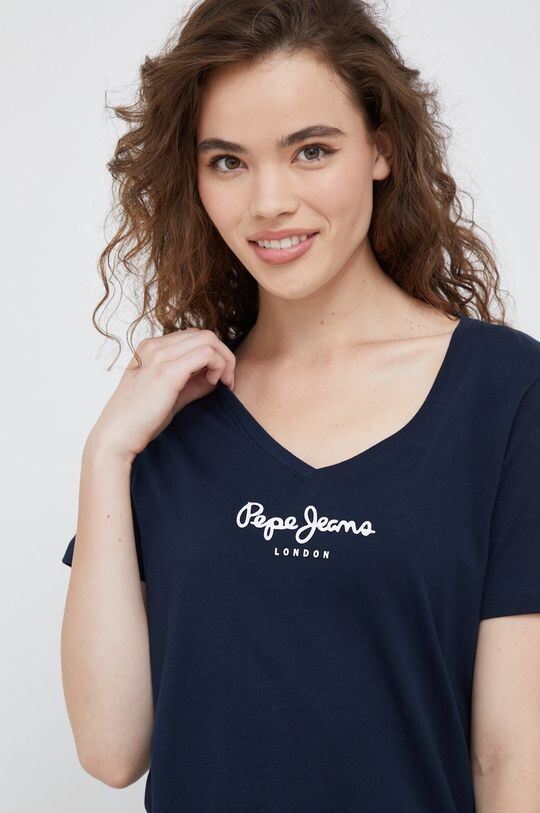 Хлопковая футболка Pepe Jeans, темно-синий хлопковая футболка wimani pepe jeans темно синий