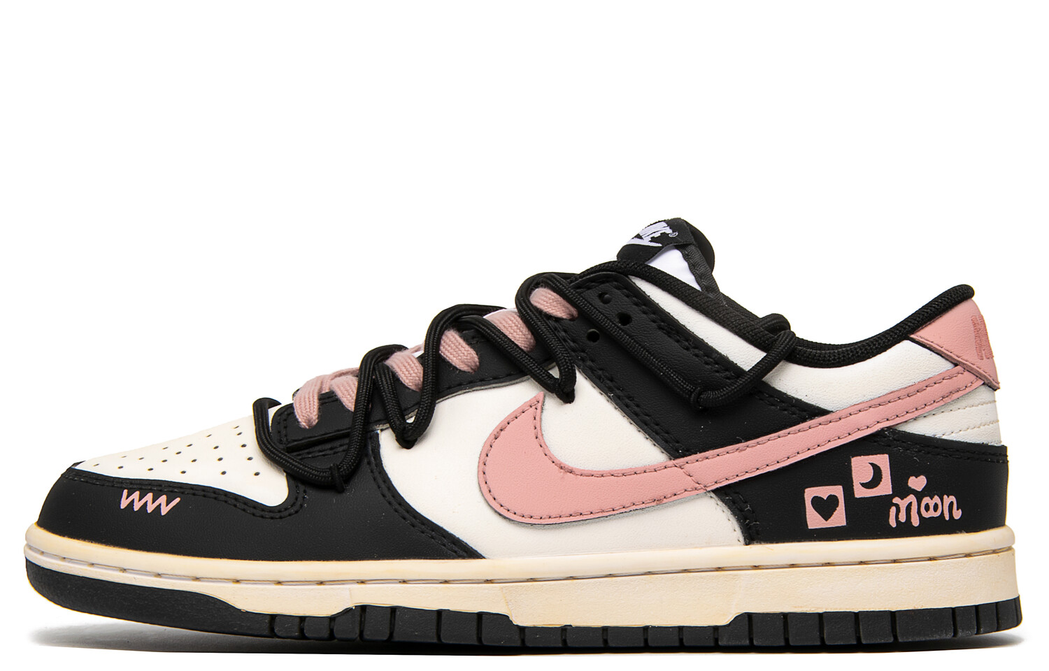 

Кроссовки Nike Dunk Skateboarding Shoes Women's Low-top Black/pink, черный