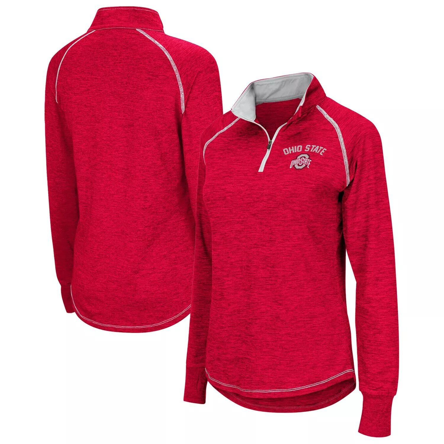 

Женская куртка Colosseum Heathered Scarlet Ohio State Buckeyes Bikram Raglan с молнией четверть Colosseum