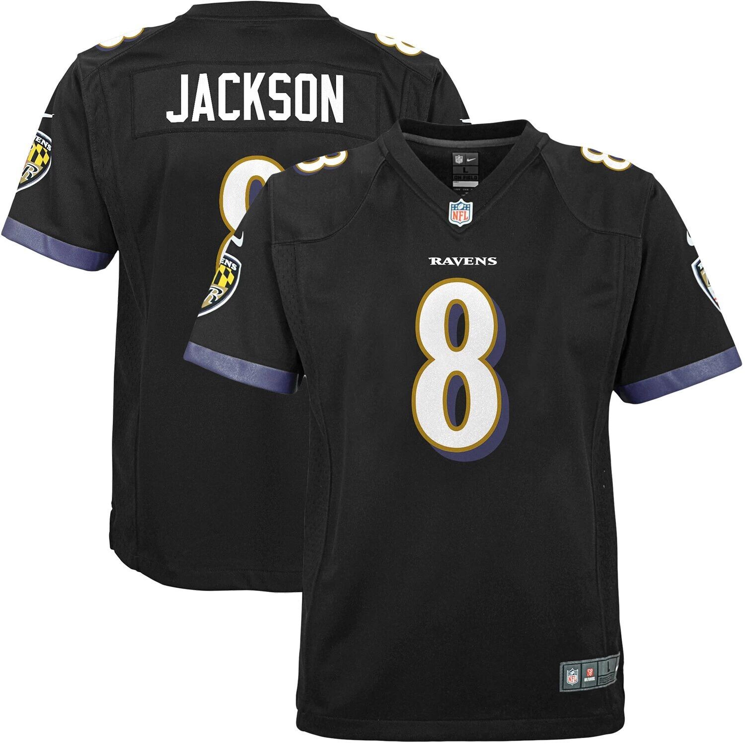 

Молодежная игровая майка Nike Lamar Jackson Black Baltimore Ravens Nike