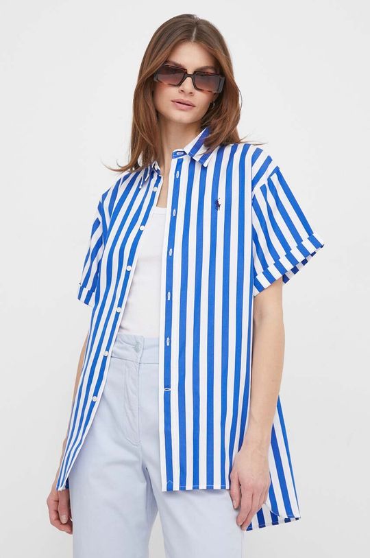 супер оверсайз рубашка из полосатой ткани asos Хлопчатобумажную рубашку Polo Ralph Lauren, синий