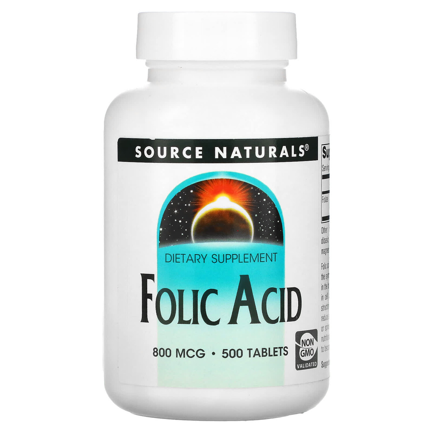 

Фолиевая кислота, 800 мкг, 500 таблеток, Source Naturals