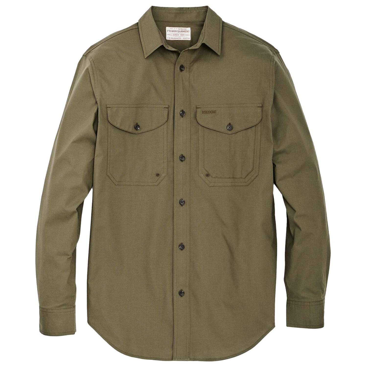 рубашка alaskan guide мужская filson цвет cream black Рубашка Filson Twin Lakes Sport Shirt, цвет Dark Olive Drab