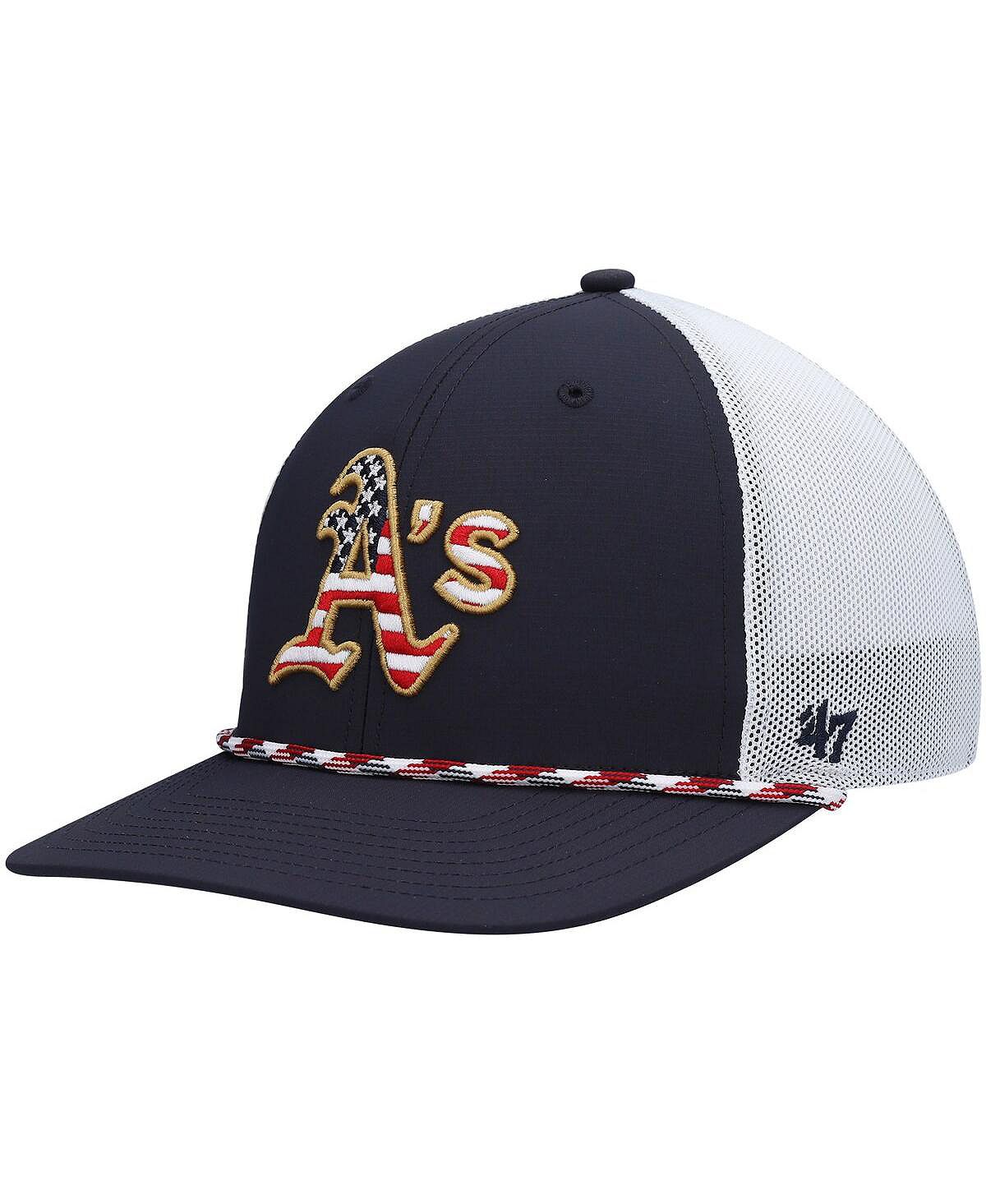 цена Мужская темно-синяя, белая кепка с флагом Oakland Athletics '47 '47 '47 Brand