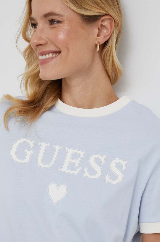

Хлопковая футболка Guess, фиолетовый