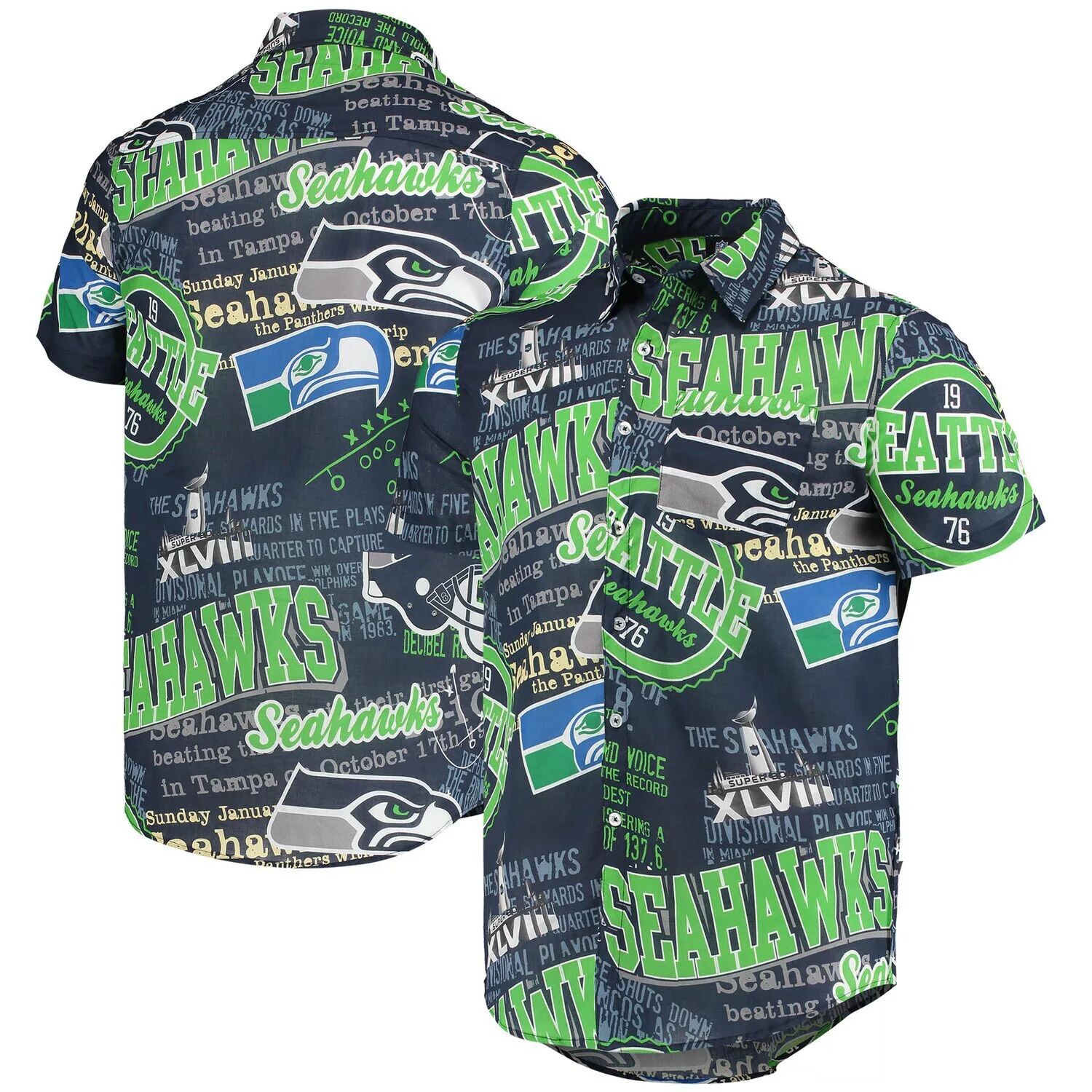 

Мужская тематическая рубашка на пуговицах FOCO College Seattle Seahawks