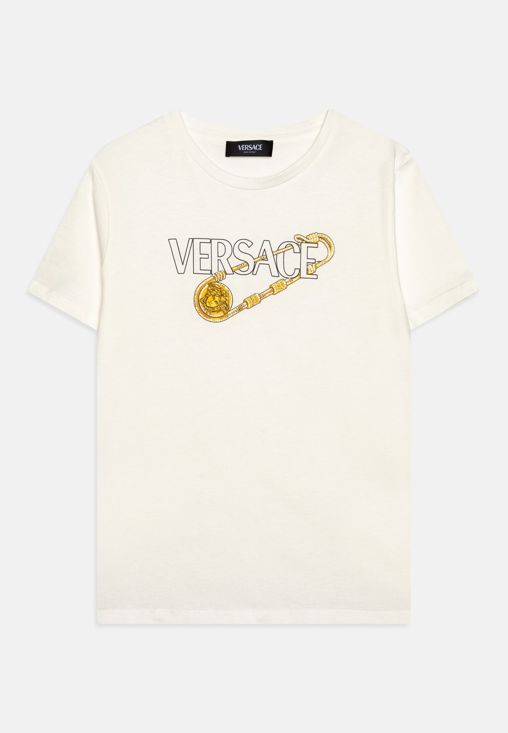 Футболка с принтом Logo Pin Print Unisex Versace, цвет white/black/gold