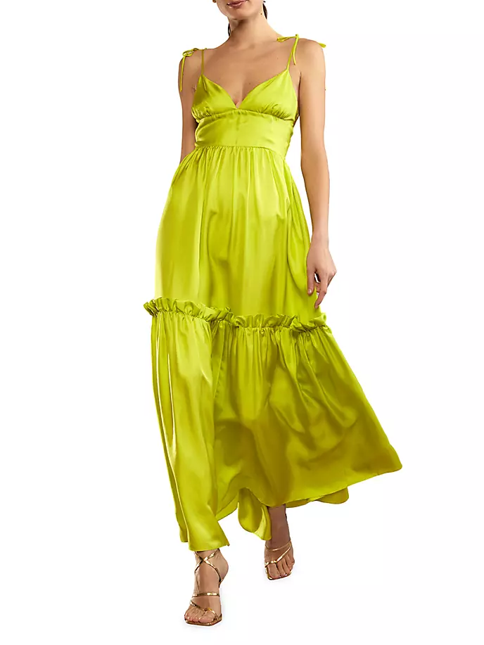 цена Шелковое многоярусное платье макси Cynthia Rowley, желтый