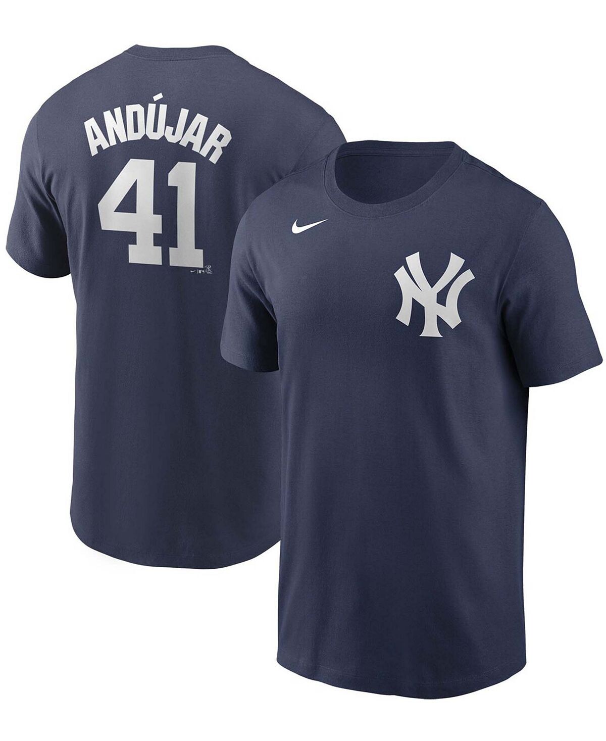 

Мужская темно-синяя футболка Miguel Andujar New York Yankees с именем и номером Nike