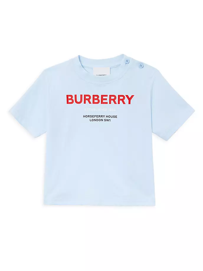 

Футболка Horseferry с логотипом для маленьких девочек и маленьких девочек Burberry, цвет pale blue