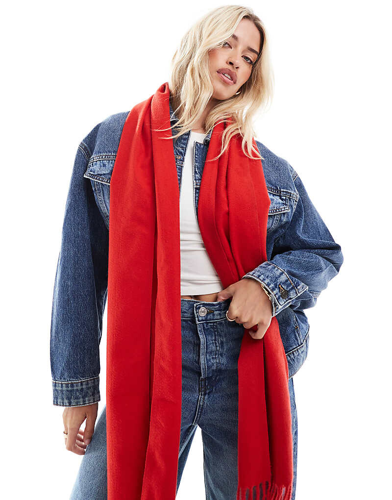

Красный тканый шарф с кисточками ASOS DESIGN