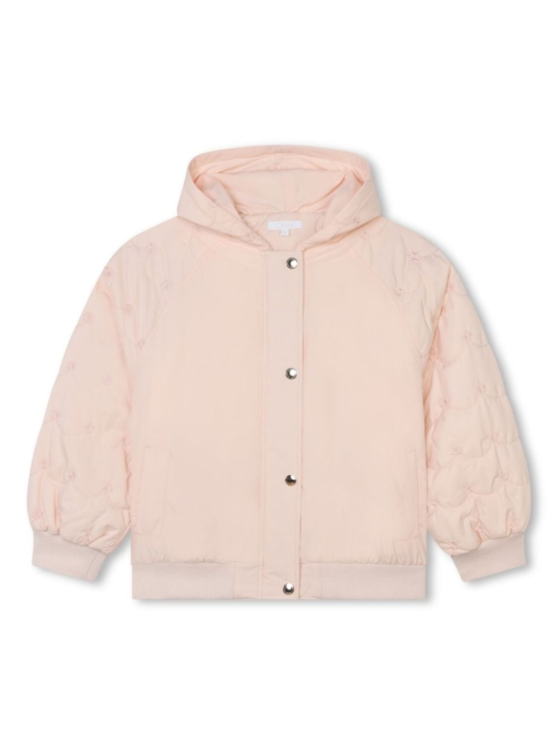 

Chloé Kids стеганая куртка с цветочной вышивкой, розовый