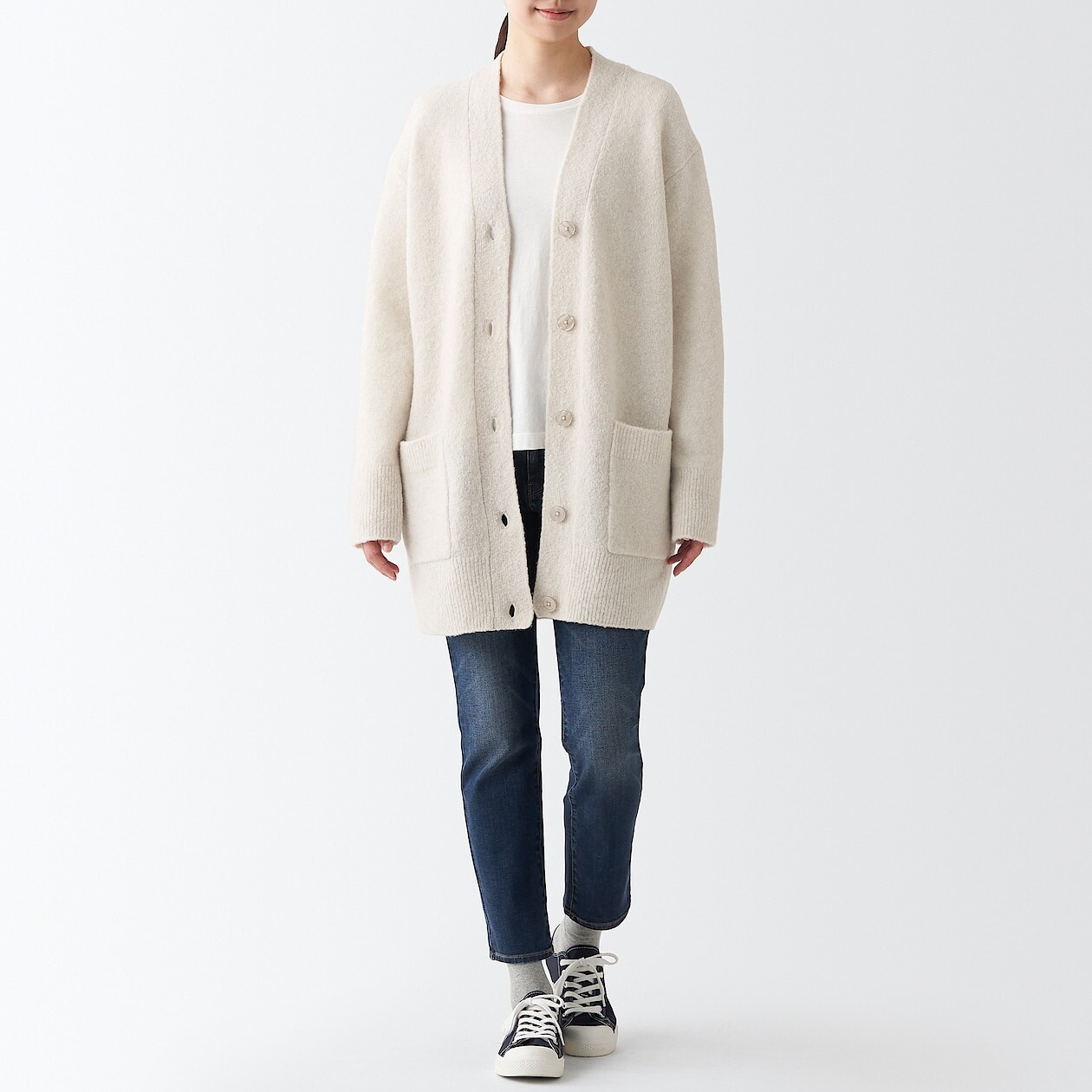 

Кардиган Yak с V-образным вырезом MUJI, светло-серебристо-серый