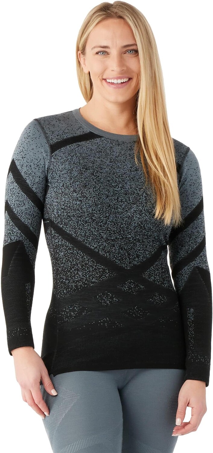 

Intraknit Merino 200 Pattern Crew Smartwool, цвет Black/Pewter Blue