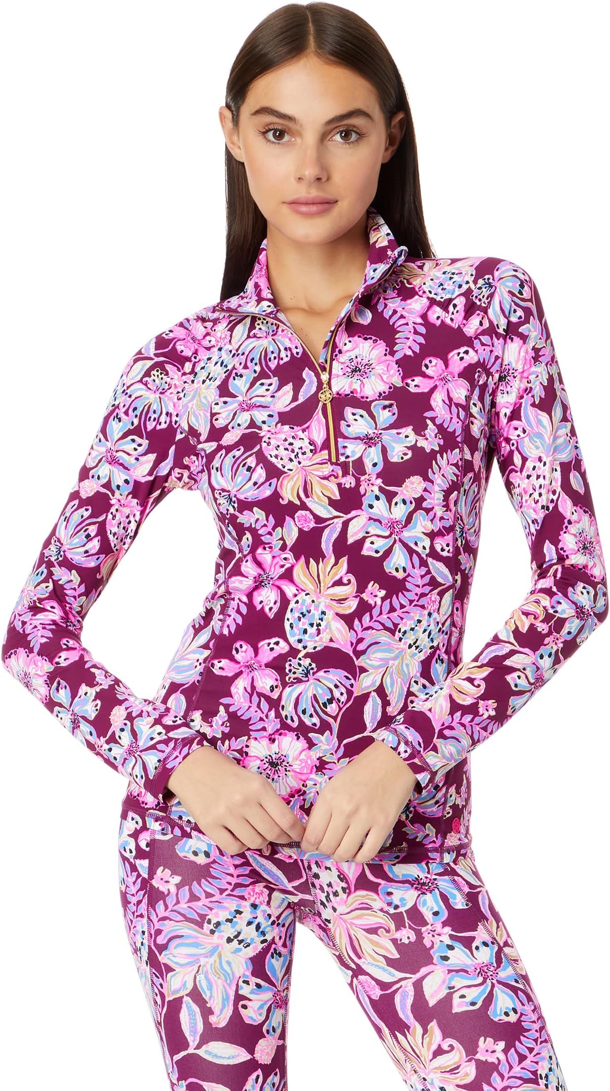 Куртка Justine Half Zip Upf 50+ Lilly Pulitzer, цвет Amarena Cherry Tropical with A Twist