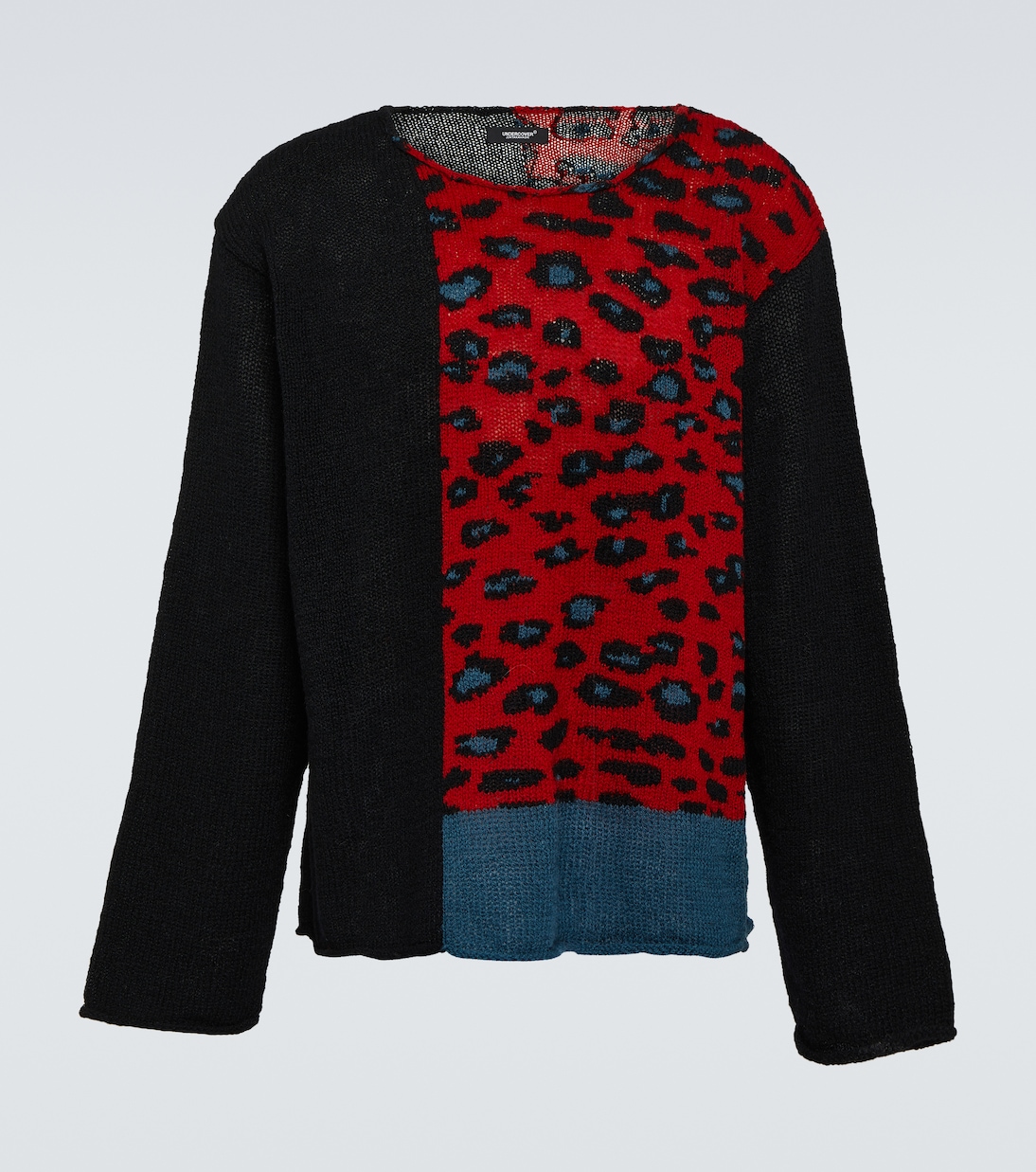 Шерстяной свитер с леопардовым принтом Undercover, красный