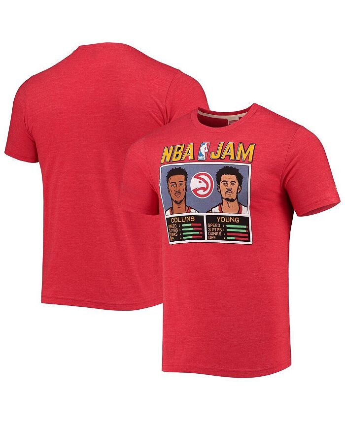 

Мужская одежда John Collins & Красная футболка Trae Young с принтом Nba Jam Tri-Blend Homage, красный