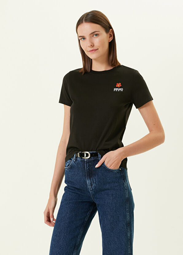 

Черная футболка с круглым вырезом и логотипом Kenzo, Черный